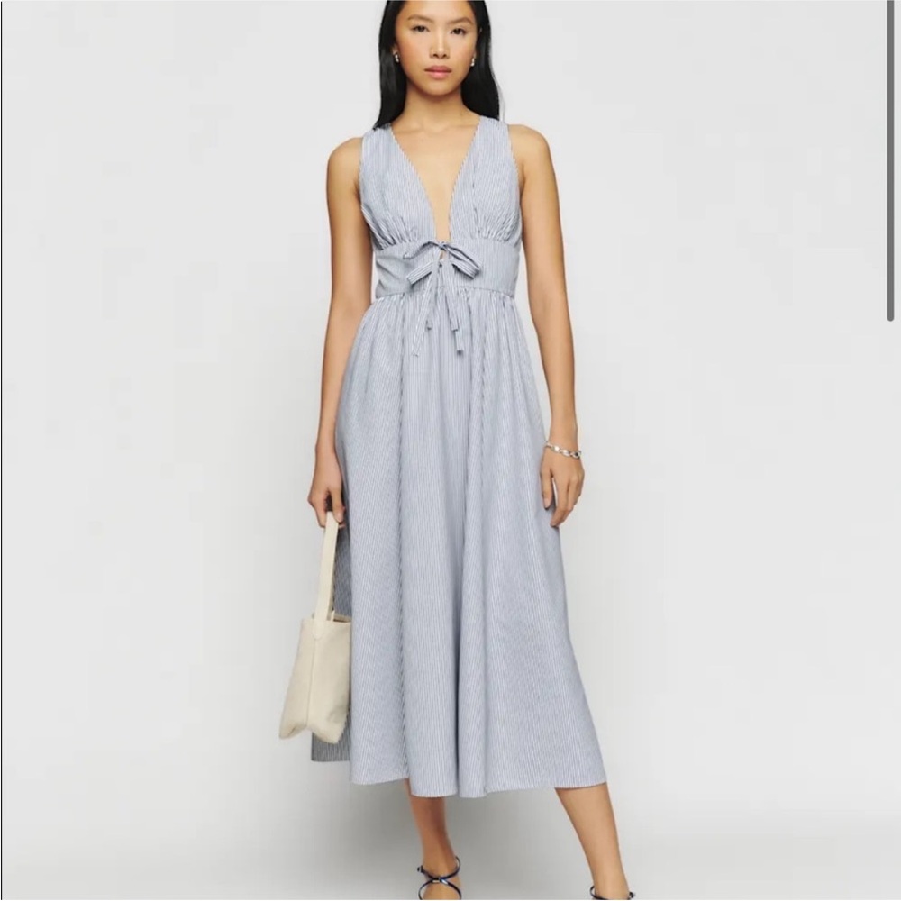 Reformation Blue & White Striped Dress